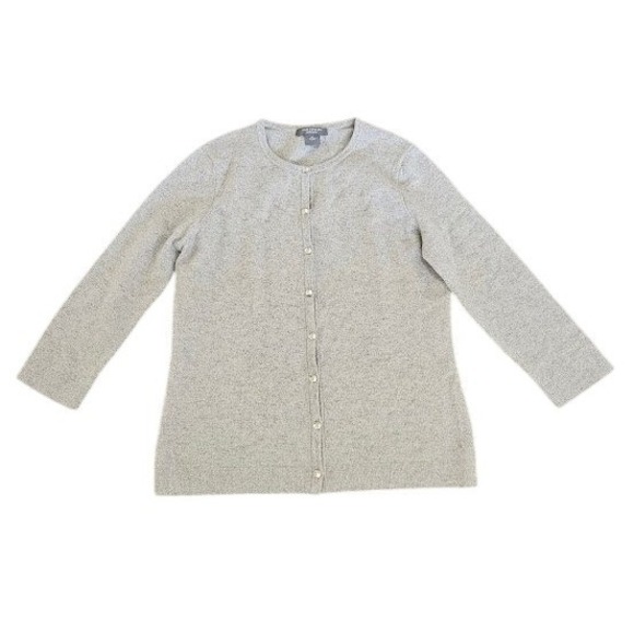 Ann Taylor Sweaters - Ann Taylor Cashmere Metallic Shimmer Cardigan Gray Rhinestone Button Medium